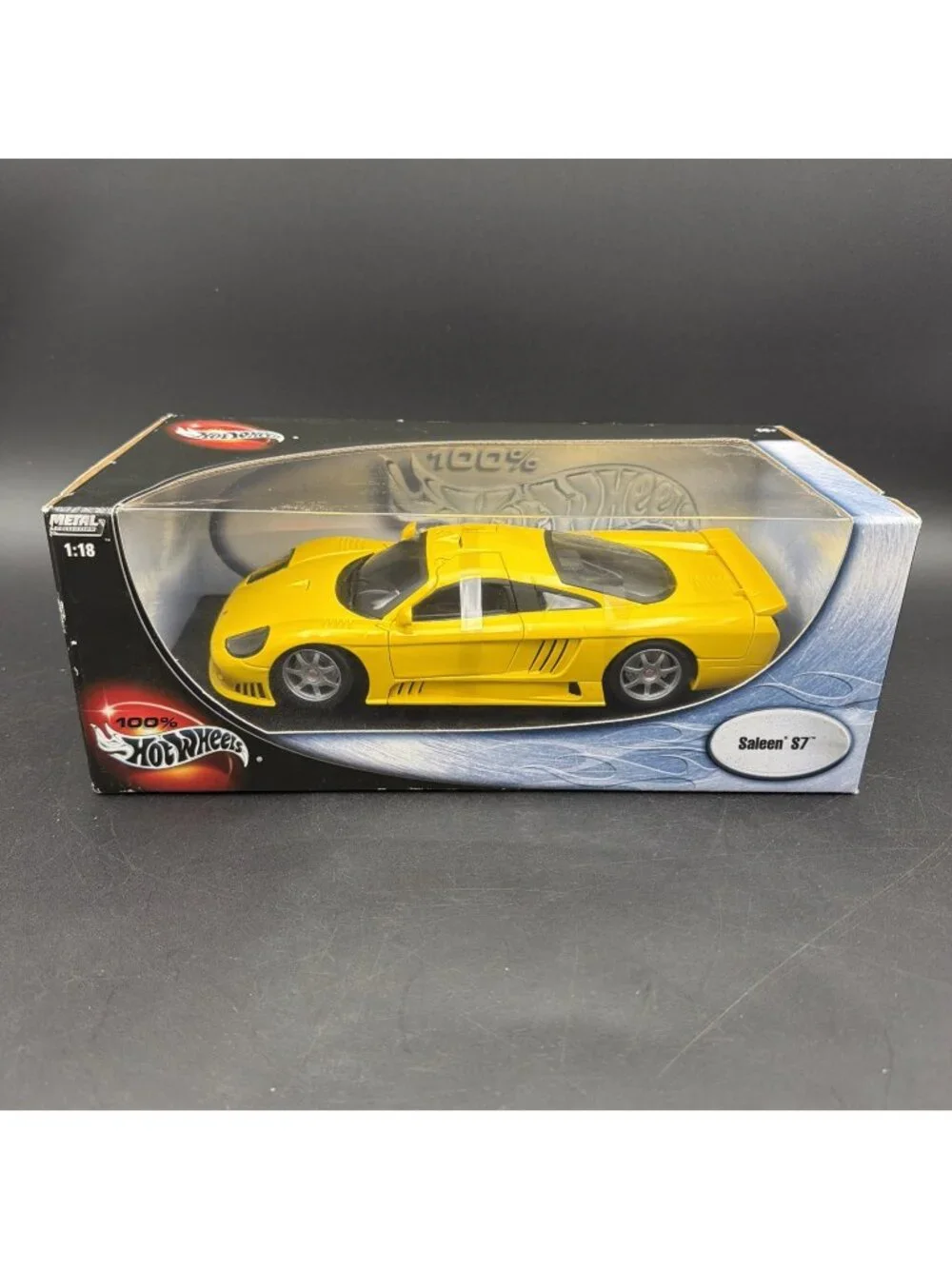 100% Hot Wheels Saleen S7 1:18 Scale Diecast Yellow NEW/Sealed